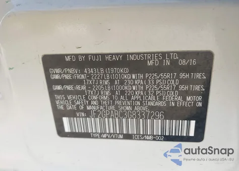 2016 Subaru Crosstrek 2.0I Premium из США, поврежденный, VIN JF2GPABC3G8337296